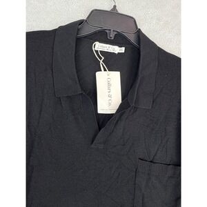 Collars & Co Mens 2XL Black Australian Merino Wool Short Sleeve Polo Shirt XXL